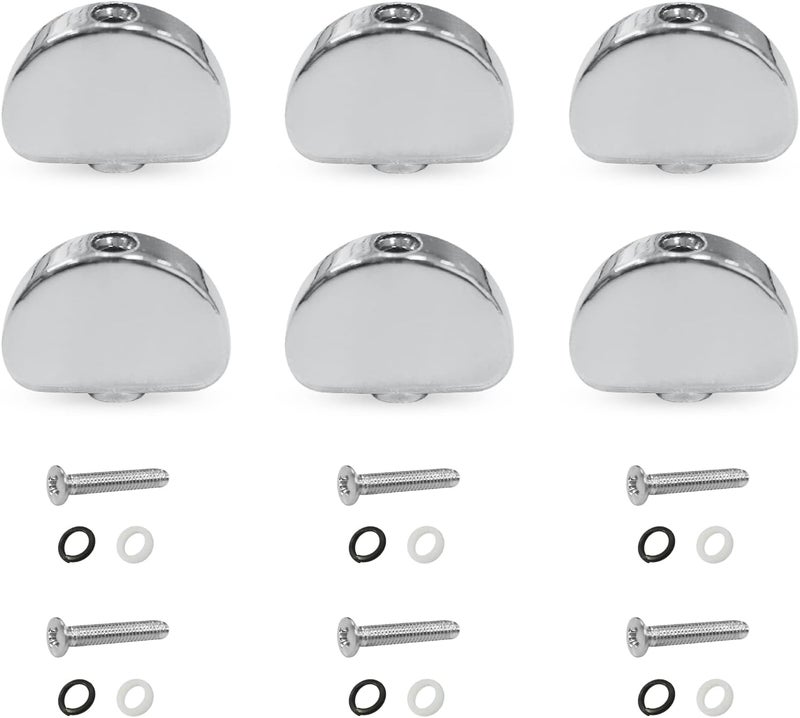 MAXCHEER 6PCS Metal Big Square Shape Guitar Tuning Peg Tuners Machine Head Replacemen Buttons knob Handle Tip (Chrome Semicircle) - Image 1